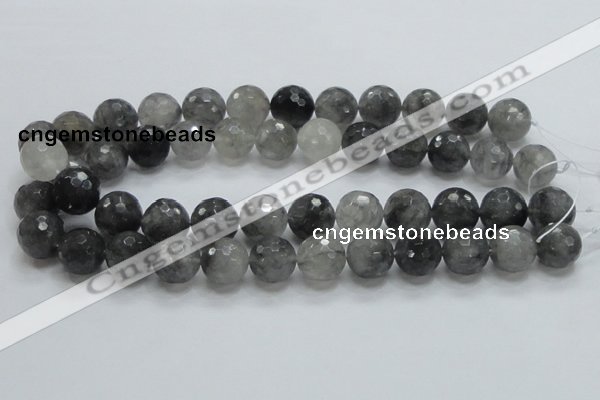 CCQ63 15.5 inches 16mm faceted round cloudy quartz beads wholesale