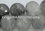 CCQ64 15.5 inches 18mm faceted round cloudy quartz beads wholesale