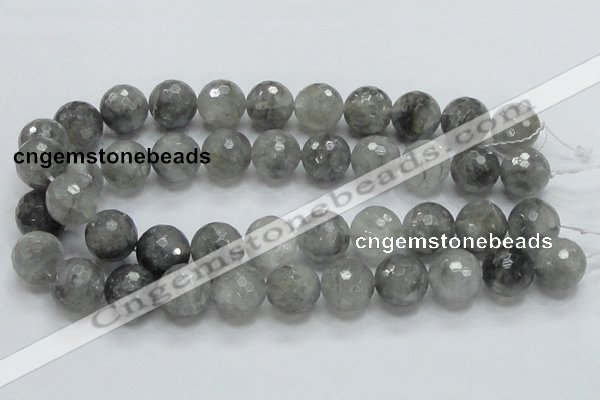 CCQ64 15.5 inches 18mm faceted round cloudy quartz beads wholesale