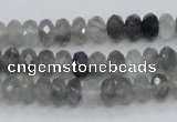 CCQ73 15.5 inches 6*8mm faceted rondelle cloudy quartz beads wholesale