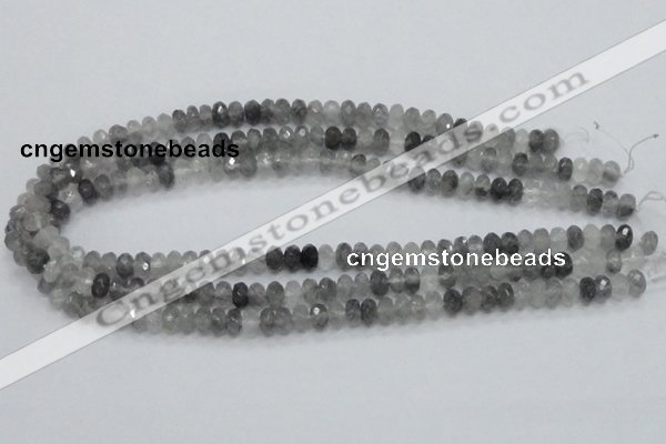 CCQ73 15.5 inches 6*8mm faceted rondelle cloudy quartz beads wholesale
