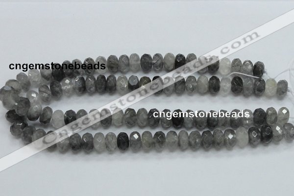 CCQ76 15.5 inches 8*14mm faceted rondelle cloudy quartz beads wholesale