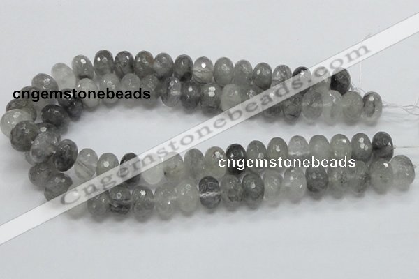 CCQ78 15.5 inches 10*16mm faceted rondelle cloudy quartz beads wholesale