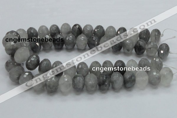 CCQ79 15.5 inches 15*20mm faceted rondelle cloudy quartz beads wholesale