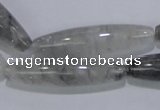 CCQ86 15.5 inches 10*40mm rice cloudy quartz beads wholesale