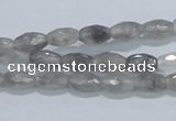 CCQ90 15.5 inches 6*10mm faceted rice cloudy quartz beads wholesale