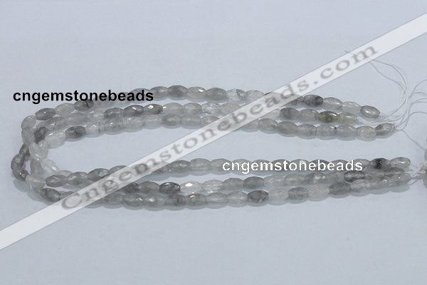 CCQ90 15.5 inches 6*10mm faceted rice cloudy quartz beads wholesale