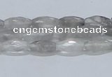 CCQ91 15.5 inches 6*12mm faceted rice cloudy quartz beads wholesale