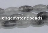 CCQ92 15.5 inches 8*16mm faceted rice cloudy quartz beads wholesale