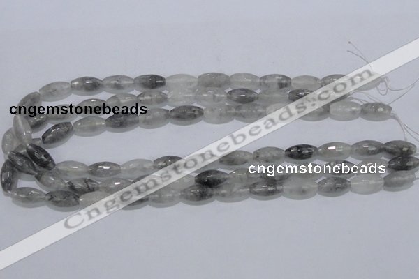 CCQ92 15.5 inches 8*16mm faceted rice cloudy quartz beads wholesale