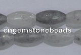 CCQ93 15.5 inches 10*20mm faceted rice cloudy quartz beads wholesale