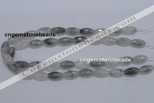 CCQ93 15.5 inches 10*20mm faceted rice cloudy quartz beads wholesale