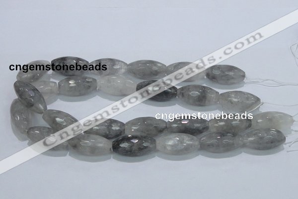 CCQ94 15.5 inches 15*30mm faceted rice cloudy quartz beads wholesale