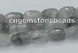 CCQ97 15.5 inches 8*12mm faceted egg-shaped cloudy quartz beads