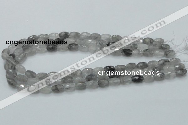 CCQ97 15.5 inches 8*12mm faceted egg-shaped cloudy quartz beads