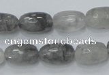CCQ99 15.5 inches 10*16mm faceted egg-shaped cloudy quartz beads