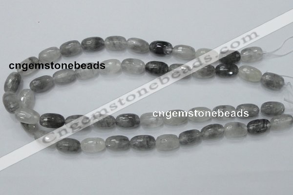 CCQ99 15.5 inches 10*16mm faceted egg-shaped cloudy quartz beads