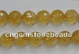 CCR05 15.5 inches 10mm faceted round natural citrine gemstone beads