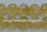 CCR06 15.5 inches 14mm faceted round natural citrine gemstone beads