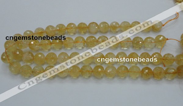 CCR06 15.5 inches 14mm faceted round natural citrine gemstone beads