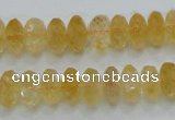 CCR10 15.5 inches 6*12mm faceted rondelle natural citrine gemstone beads