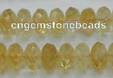 CCR11 15.5 inches 8*14mm faceted rondelle natural citrine gemstone beads