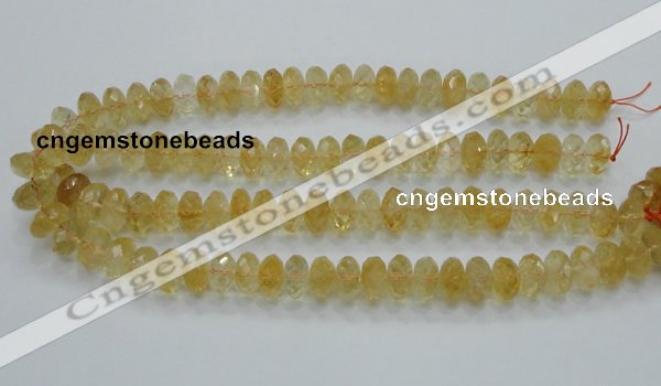 CCR11 15.5 inches 8*14mm faceted rondelle natural citrine gemstone beads