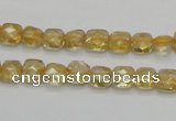 CCR12 15.5 inches 7*7mm faceted square natural citrine gemstone beads