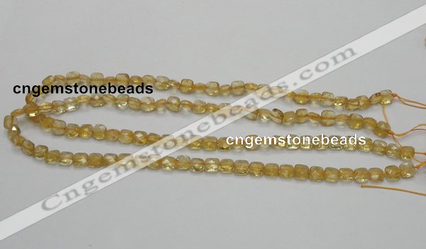 CCR12 15.5 inches 7*7mm faceted square natural citrine gemstone beads