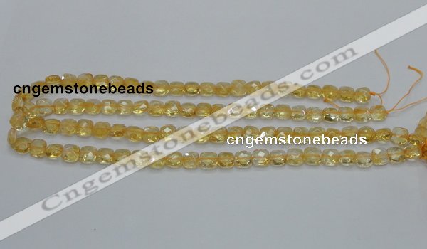 CCR14 15.5 inches 8*8mm faceted square natural citrine gemstone beads