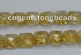 CCR15 15.5 inches 10*10mm faceted square natural citrine gemstone beads