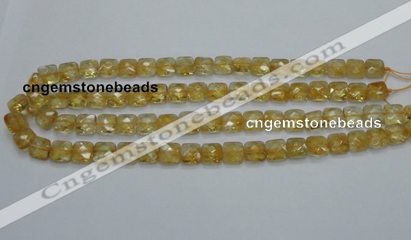 CCR15 15.5 inches 10*10mm faceted square natural citrine gemstone beads