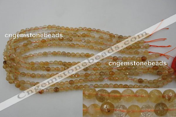 CCR151 15.5 inches 6mm faceted round natural citrine gemstone beads