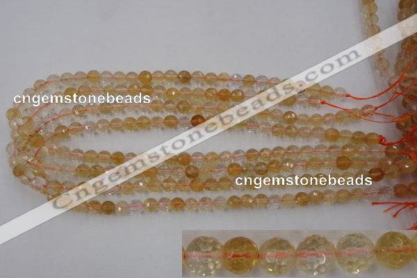 CCR152 15.5 inches 7mm faceted round natural citrine gemstone beads