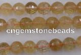 CCR154 15.5 inches 9mm faceted round natural citrine gemstone beads