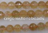 CCR154 15.5 inches 9mm faceted round natural citrine gemstone beads