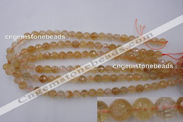 CCR154 15.5 inches 9mm faceted round natural citrine gemstone beads