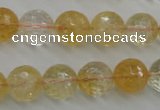 CCR158 15.5 inches 13mm faceted round natural citrine beads