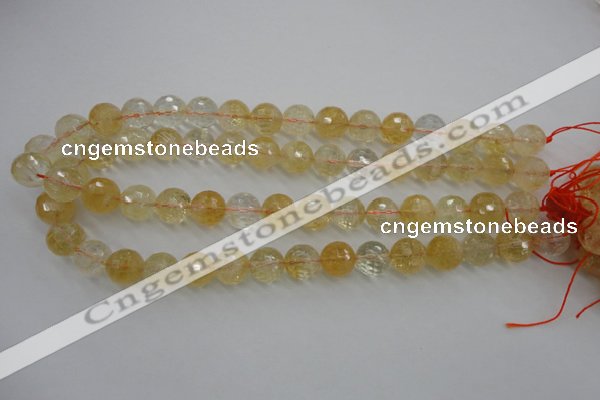 CCR158 15.5 inches 13mm faceted round natural citrine beads