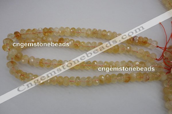 CCR163 15.5 inches 7*12mm faceted rondelle natural citrine beads