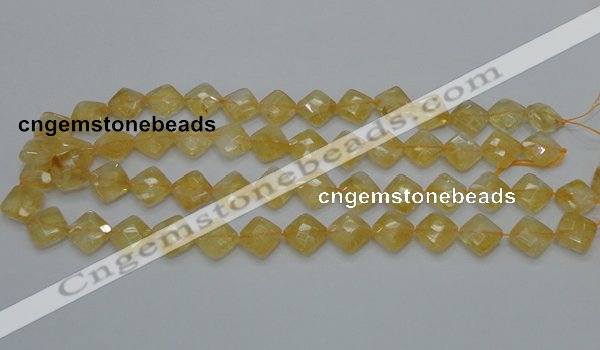 CCR17 15.5 inches 12*12mm faceted diamond natural citrine gemstone beads