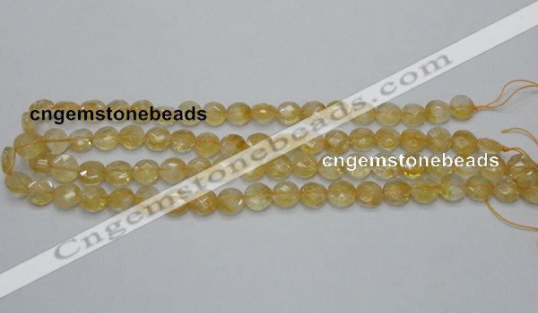 CCR18 15.5 inches 10mm faceted flat round natural citrine gemstone beads