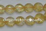 CCR19 15.5 inches 12mm faceted flat round natural citrine gemstone beads