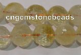 CCR205 15.5 inches 14mm faceted round natural citrine gemstone beads