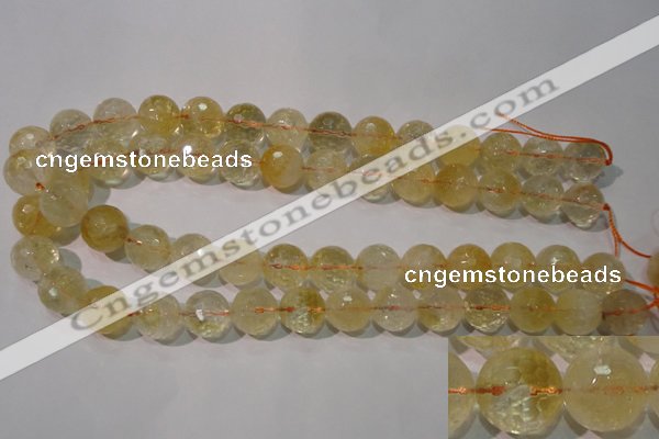 CCR205 15.5 inches 14mm faceted round natural citrine gemstone beads