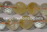 CCR206 15.5 inches 15mm faceted round natural citrine gemstone beads