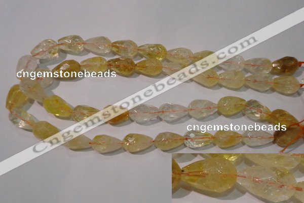 CCR212 15.5 inches 13*18mm faceted teardrop citrine gemstone beads