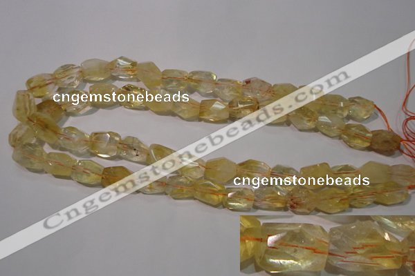 CCR214 15.5 inches 12*14mm faceted nuggets natural citrine beads