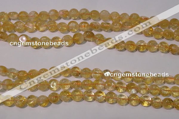 CCR230 15.5 inches 8mm flat round natural citrine gemstone beads