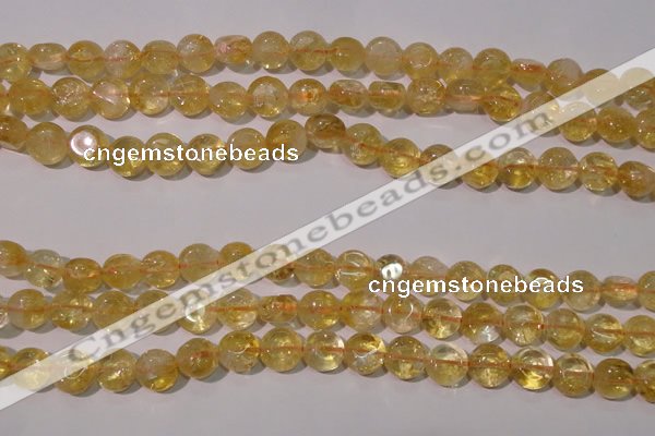 CCR231 15.5 inches 10mm flat round natural citrine gemstone beads